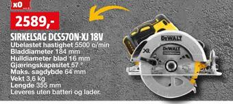 Bauhaus Sirkelsag dcs570n-xj 18v tilbud