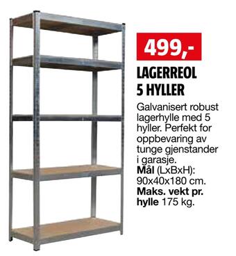 Bauhaus Lagerreol 5 hyller tilbud