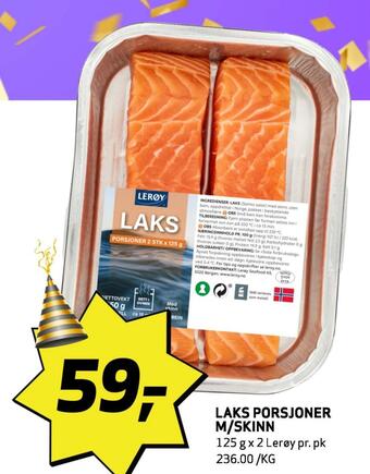 Bunnpris Laks porsjoner m/skinn tilbud