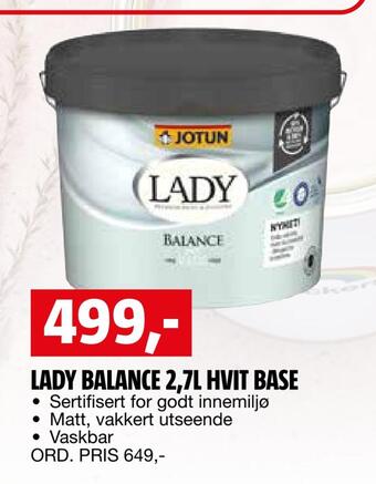 Bauhaus Lady balance 2,7l hvit base tilbud