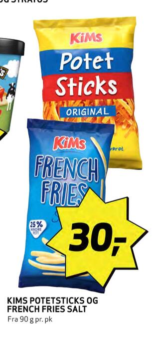 Bunnpris Kims potetsticks og french fries salt tilbud