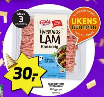 Bunnpris Gilde lammekjøttdeig tilbud