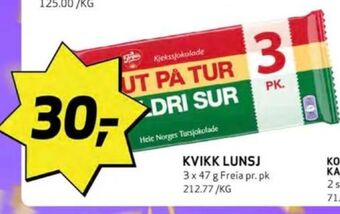 Bunnpris Kvikk lunsj sjokoladebar tilbud