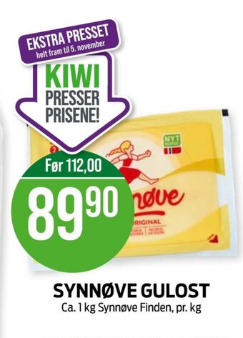 Kiwi Synnøve finden gulost tilbud