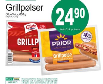 Joker Prior grillpølser tilbud