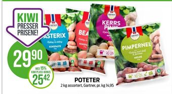 Kiwi Gartner poteter tilbud