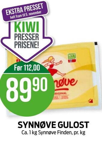 Kiwi SYNNØVE GULOST tilbud