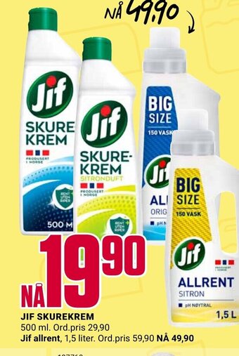 Europris JIF SKUREKREM 500 ml tilbud