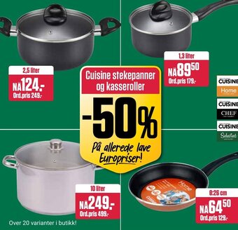 Europris Cuisine stekepanner og kasseroller tilbud