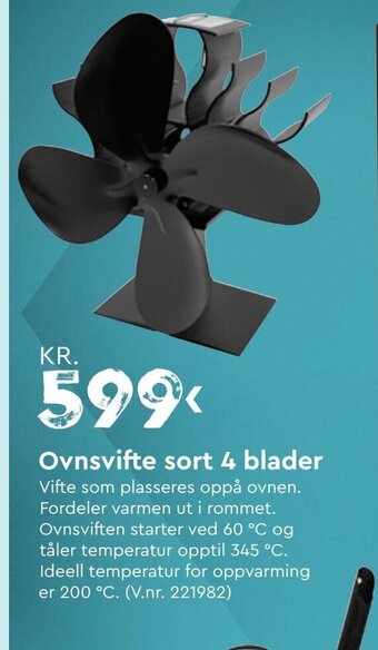 Mekk Ovnsvifte sort 4 blader tilbud
