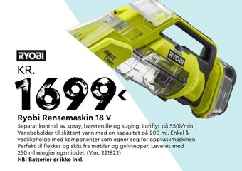 Mekk Ryobi Rensemaskin 18 V tilbud