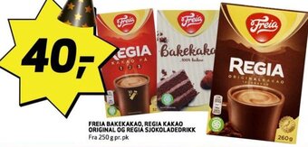 Bunnpris FREIA BAKEKAKAO, REGIA KAKAO ORIGINAL OG REGIÁ SJOKOLADEDRIKK tilbud