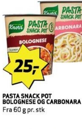 Bunnpris PASTA SNACK POT BOLOGNESE OG CARBONARA tilbud