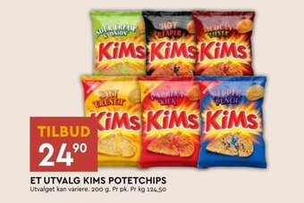 Coop Mega ET UTVALG KIMS POTETCHIPS tilbud