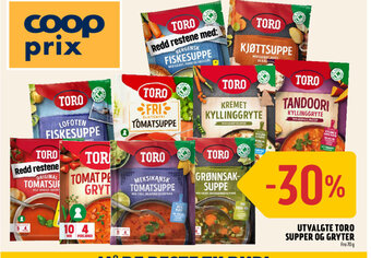 Coop Prix UTVALGTE TORO SUPPER OG GRYTER tilbud