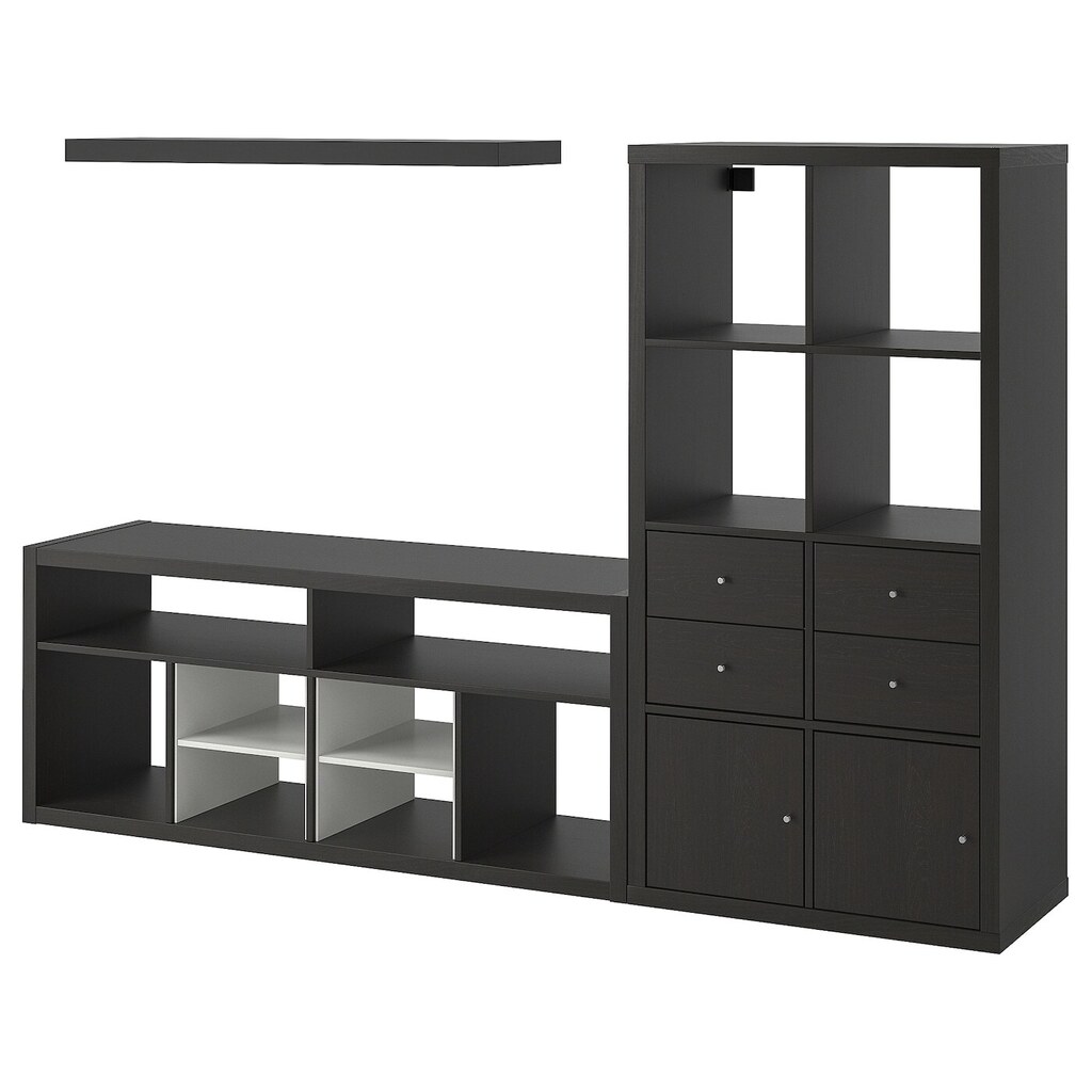 IKEA Kallax / lack tv-møbel, kombinasjon, brunsvart, 224x39x147 cm tilbud