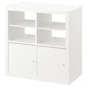 IKEA Kallax hylle, med 2 dører/med 2 hylleinnsatser hvit, 77x77 cm tilbud