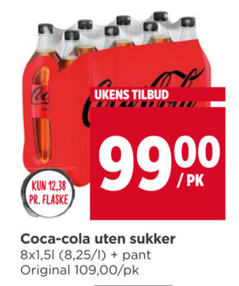Meny Coca-cola uten sukker tilbud