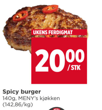 Meny Spicy burger tilbud