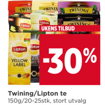 Meny Twining/Lipton te tilbud