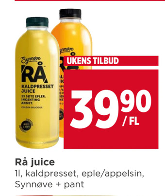 Meny Rå juice tilbud