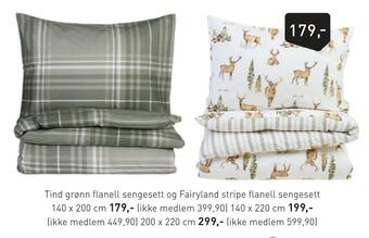 Kid Interiør Tind grønn flanell sengesett og fairyland stripe flanell sengesett tilbud