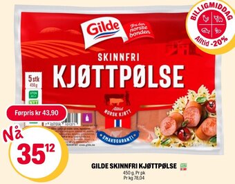 Coop Extra GILDE SKINNFRI KJØTTPØLSE tilbud