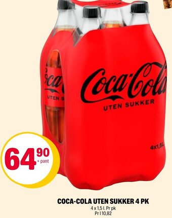 Coop Extra COCA-COLA UTEN SUKKER 4 PK tilbud