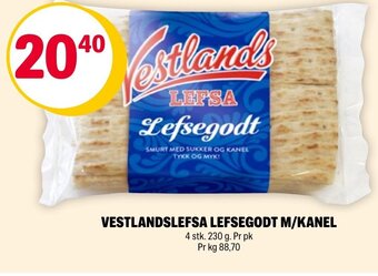 Coop Extra VESTLANDSLEFSA LEFSEGODT M/KANEL tilbud