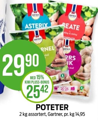 Kiwi POTETER 2 kg assortert, Gartner tilbud