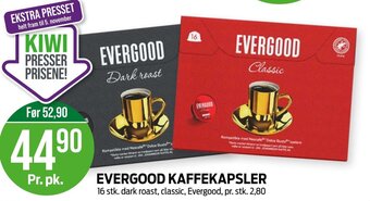 Kiwi EVERGOOD KAFFEKAPSLER 16 stk. dark roast, classic, Evergood tilbud
