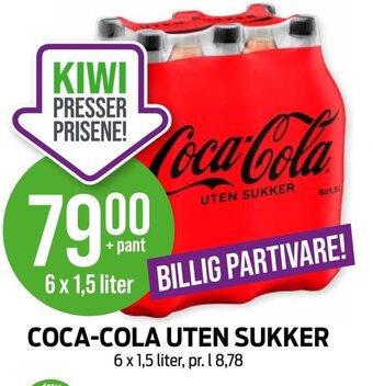 Kiwi COCA-COLA UTEN SUKKER tilbud