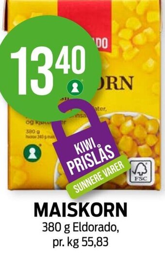 Kiwi MAISKORN 380 g Eldorado tilbud