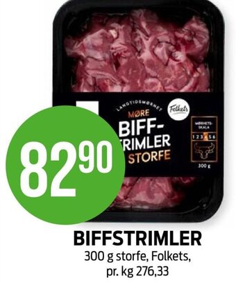 Kiwi BIFFSTRIMLER 300 g storfe, Folkets tilbud