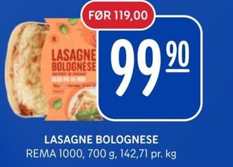 Rema 1000 LASAGNE BOLOGNESE REMA 1000 tilbud