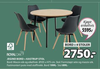 JYSK Bord + 4 stoler tilbud