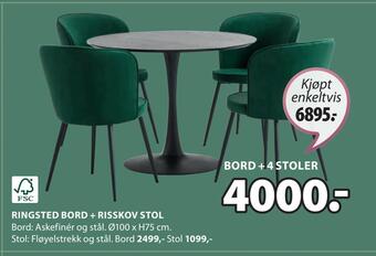 JYSK Bord + 4 stoler tilbud