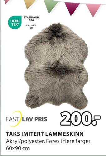 JYSK Taks imitert lammeskinn tilbud