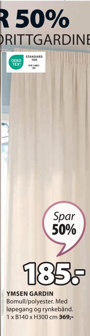 JYSK Ymsen gardin tilbud