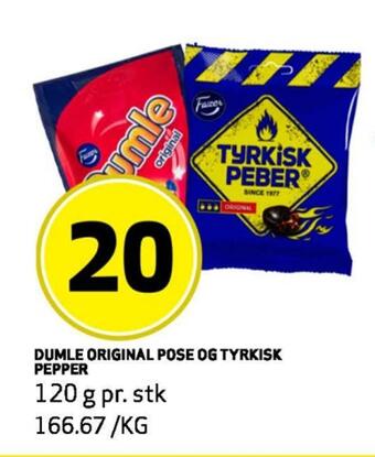 Bunnpris Dumle original pose og tyrkisk pepper tilbud