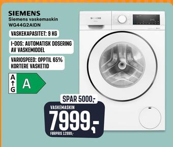 Skousen Siemens vaskemaskin wg44g2aidn tilbud