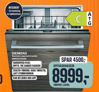 Skousen Siemens oppvaskmaskin sn65zx00ae tilbud
