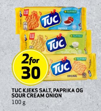 Bunnpris Tuc kjeks salt, paprika og sour cream onion tilbud