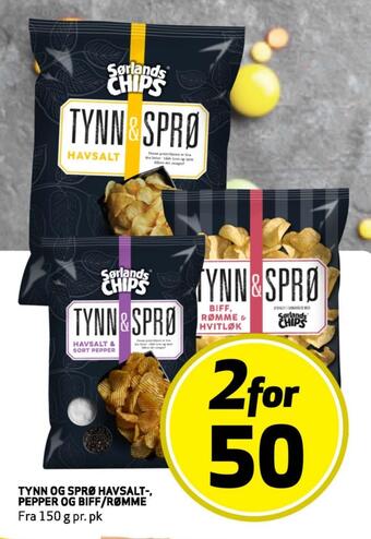 Bunnpris Tynn og sprø havsalt-, pepper og biff/rømme tilbud