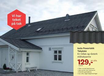 Bygger'n Isola powertekk takplate tilbud