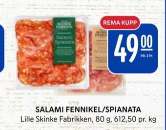 Rema 1000 Lille skinkefabrikk salami tilbud