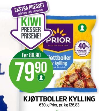 Kiwi Prior kyllingkjøttboller tilbud