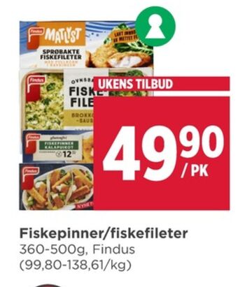 Meny Findus fiskefileter tilbud