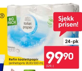 Rusta Refin toalettpapir tilbud