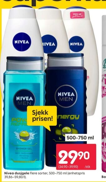Rusta Nivea men dusjgel tilbud